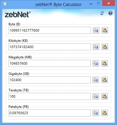 zebNet Byte Calculator