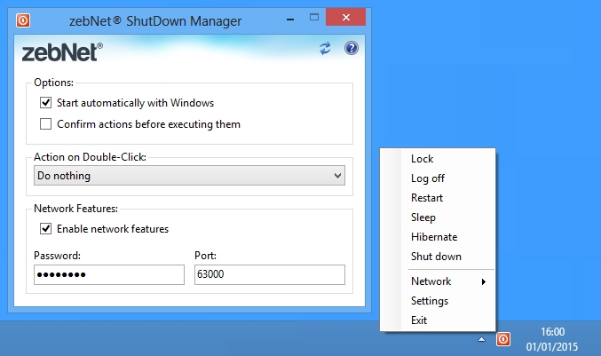 zebNet ShutDown Manager screen shot